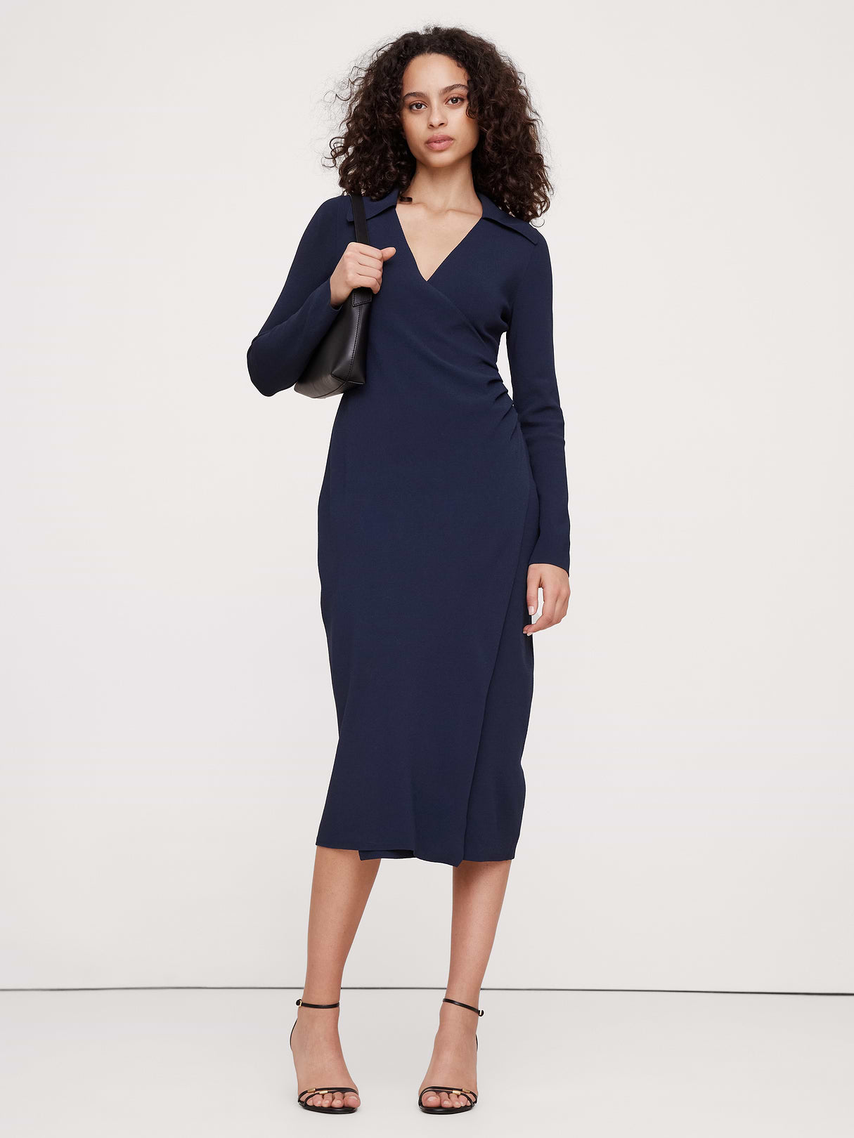 Polo Wrap Sweater Dress - Hyper Navy Blue
