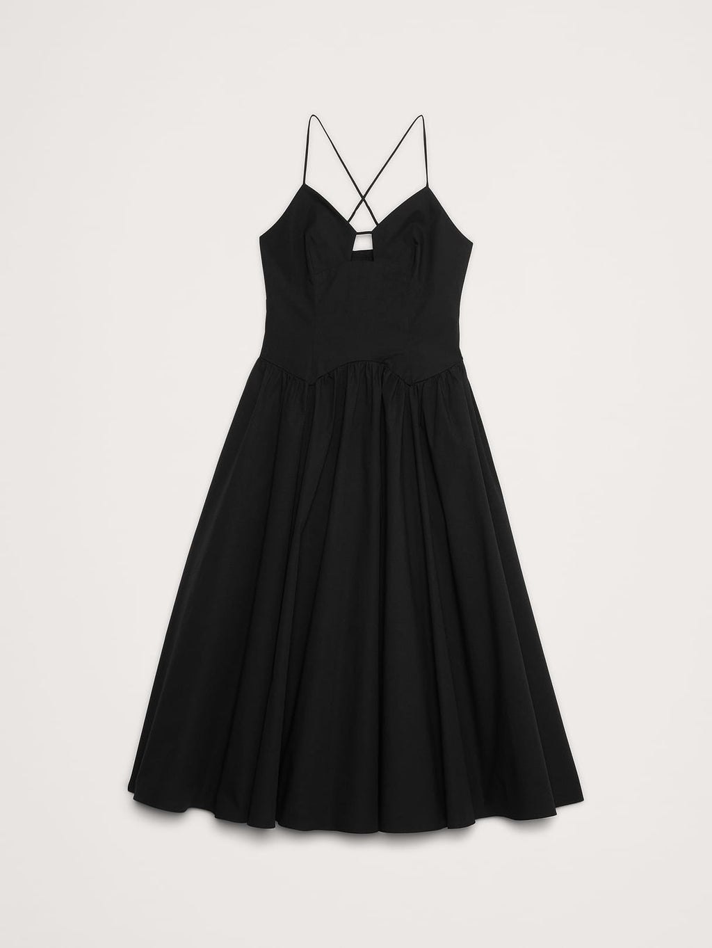 Stretch-Cotton Poplin Maxi Dress - Black