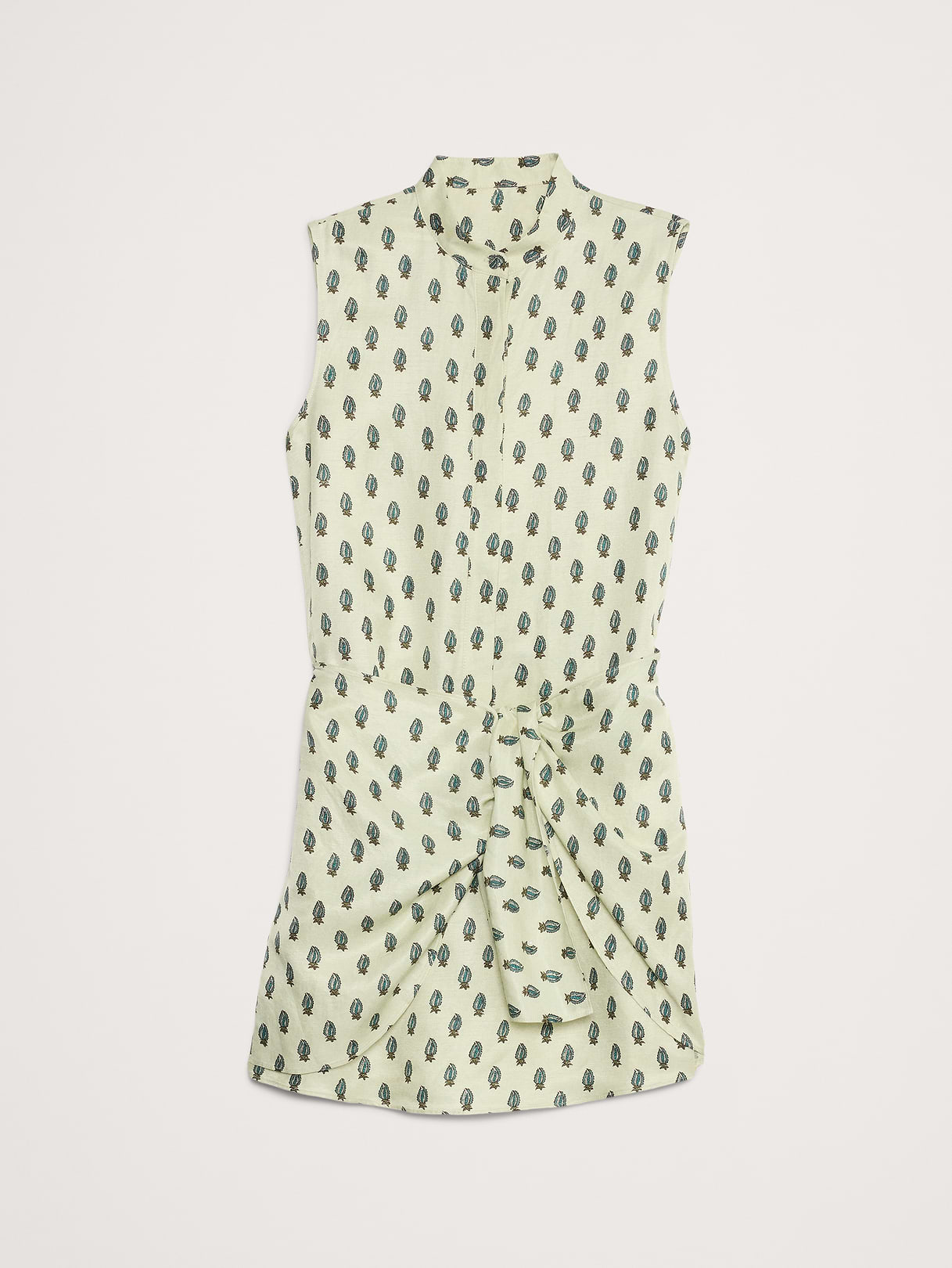 Viscose-Linen Twisted Shirt Dress - Etched Paisley