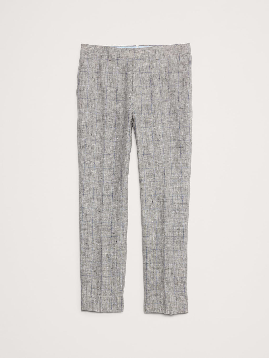 Straight Plaid Linen Suit Pant - Gray Plaid