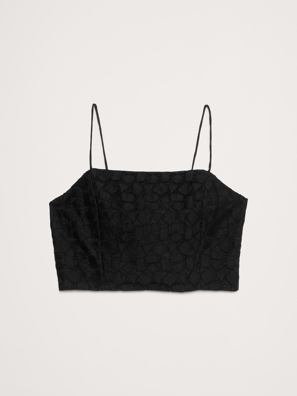 Strappy Geo Lace Cropped Top - Black