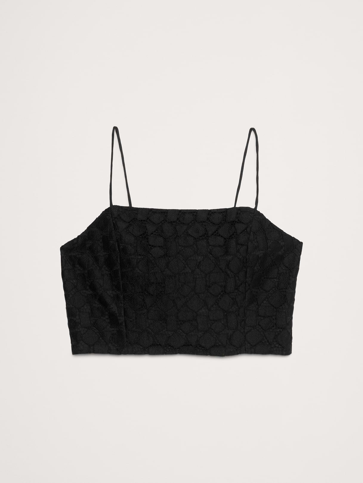 Strappy Geo Lace Cropped Top - Black