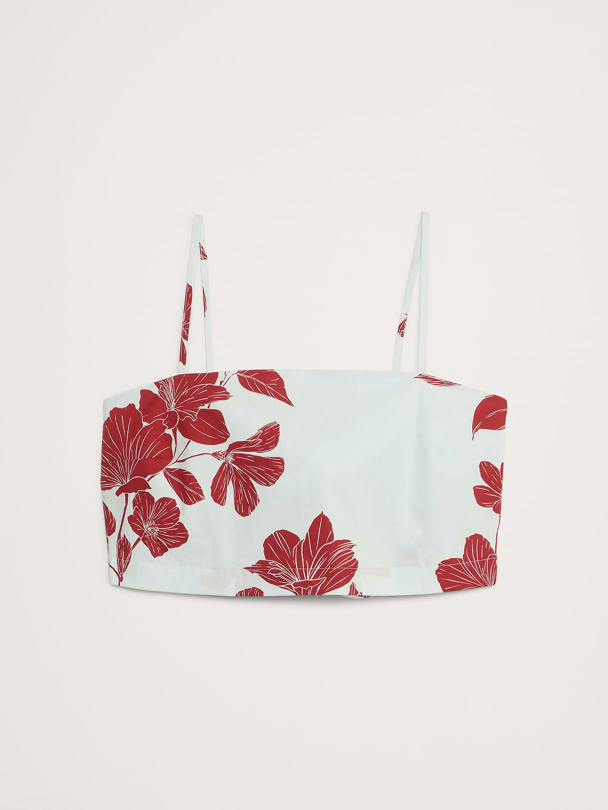 Cotton Poplin Cropped Cami - Blue & Red Floral