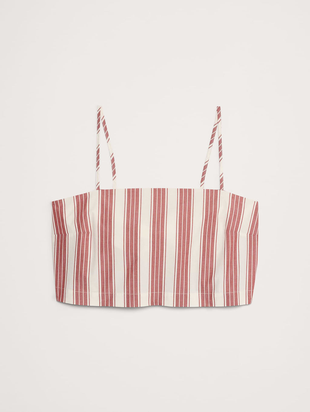 Cotton Poplin Cropped Cami - Red Clay & Cream Stripe