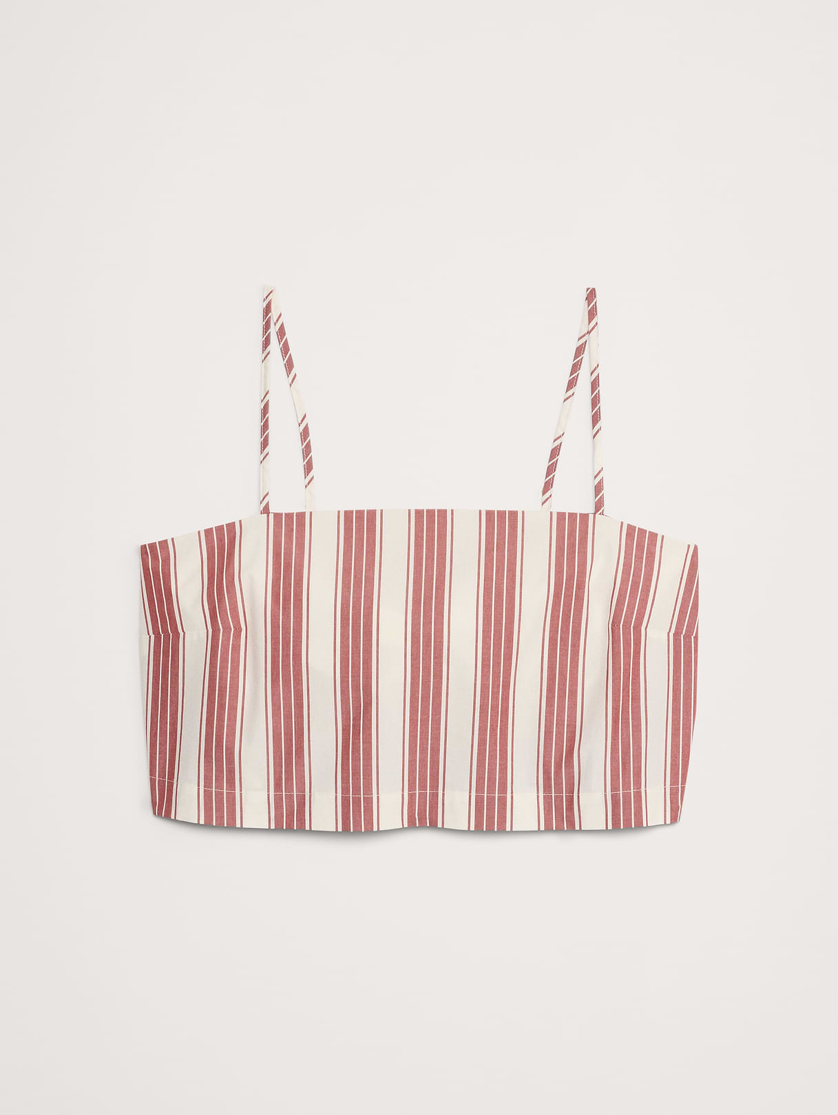 Cotton Poplin Cropped Cami - Red Clay & Cream Stripe