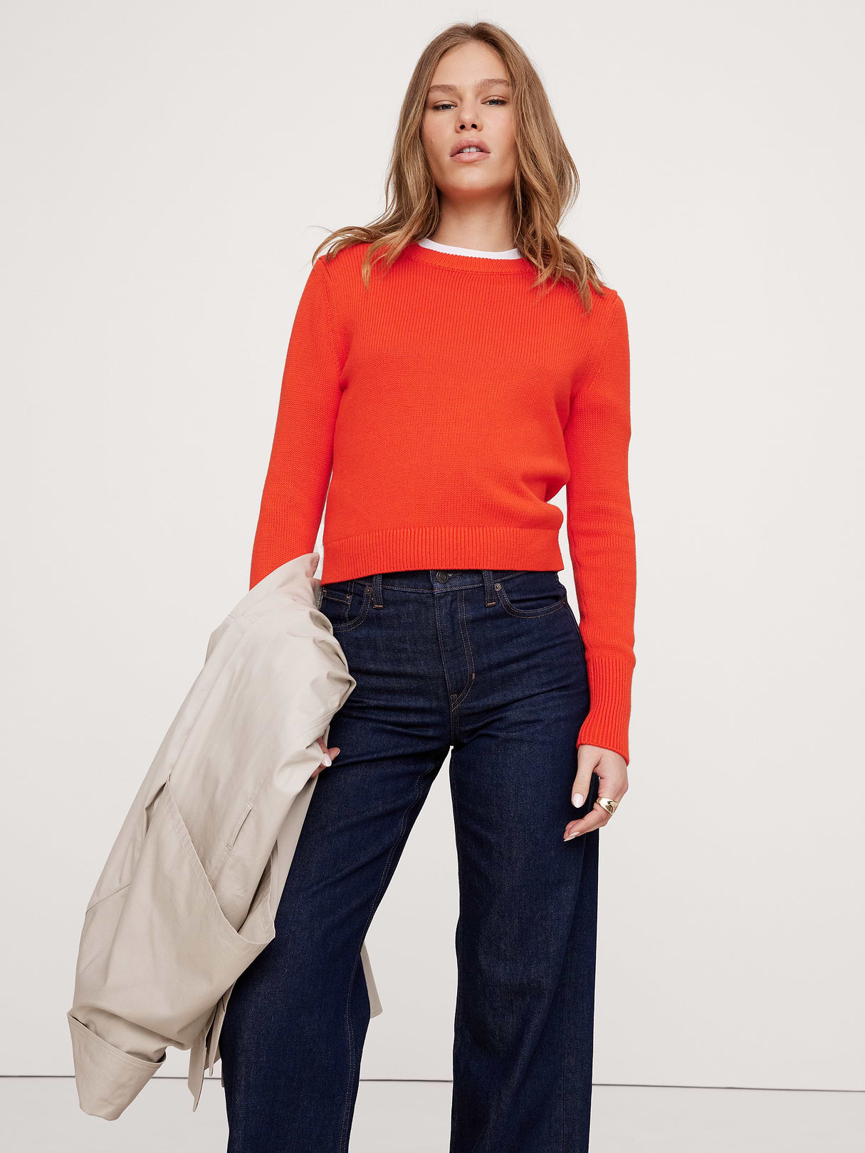 Larkspur Cotton-Silk Shrunken Sweater - Blood Orange
