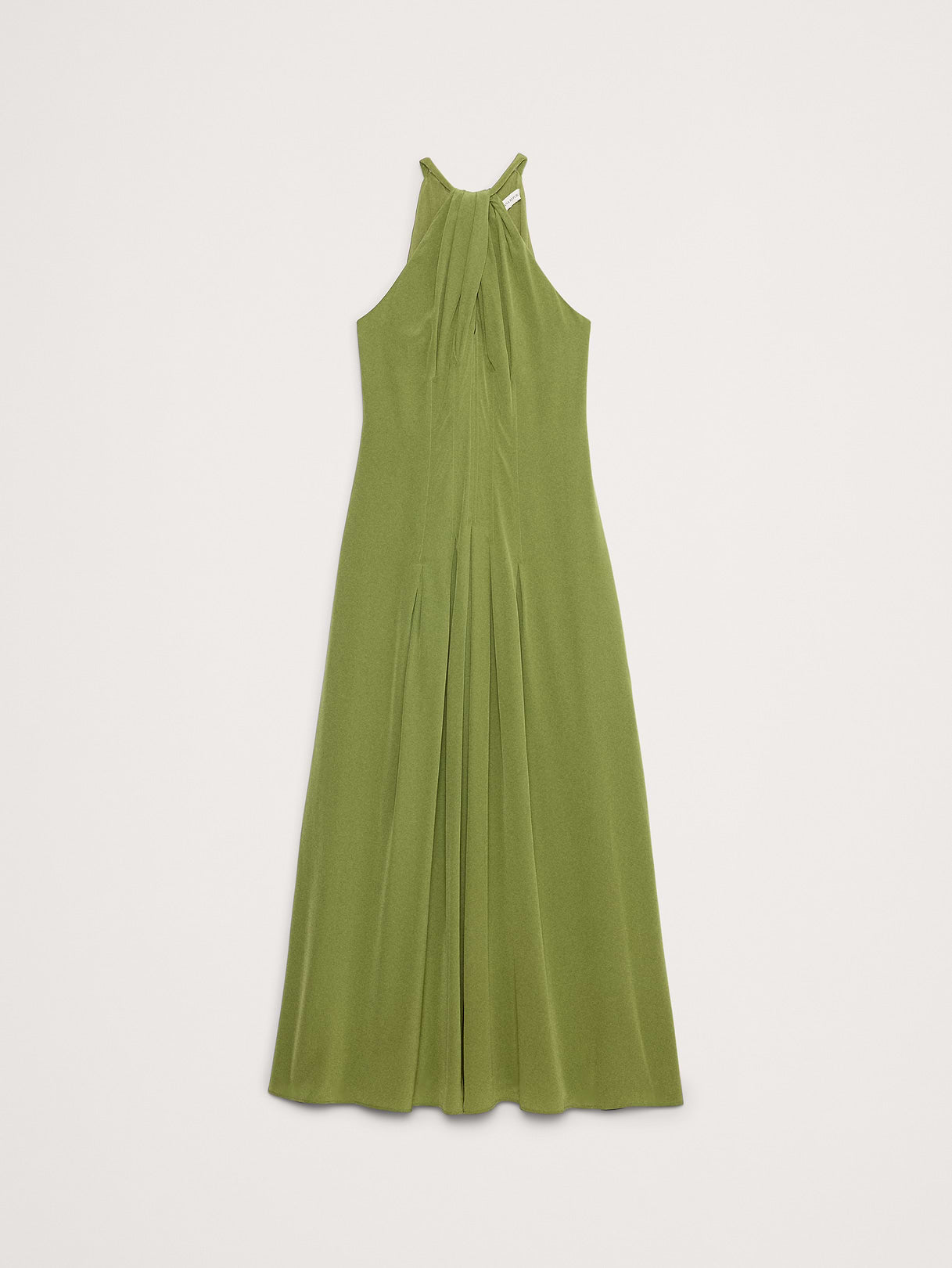 Matte Silk Halter Maxi Dress - Willow Green