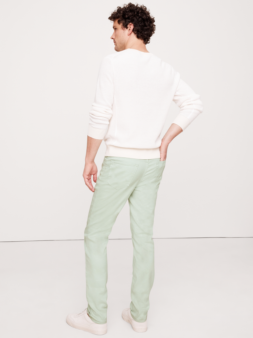Slim Linen-Cotton Traveler Pant - Mint Green