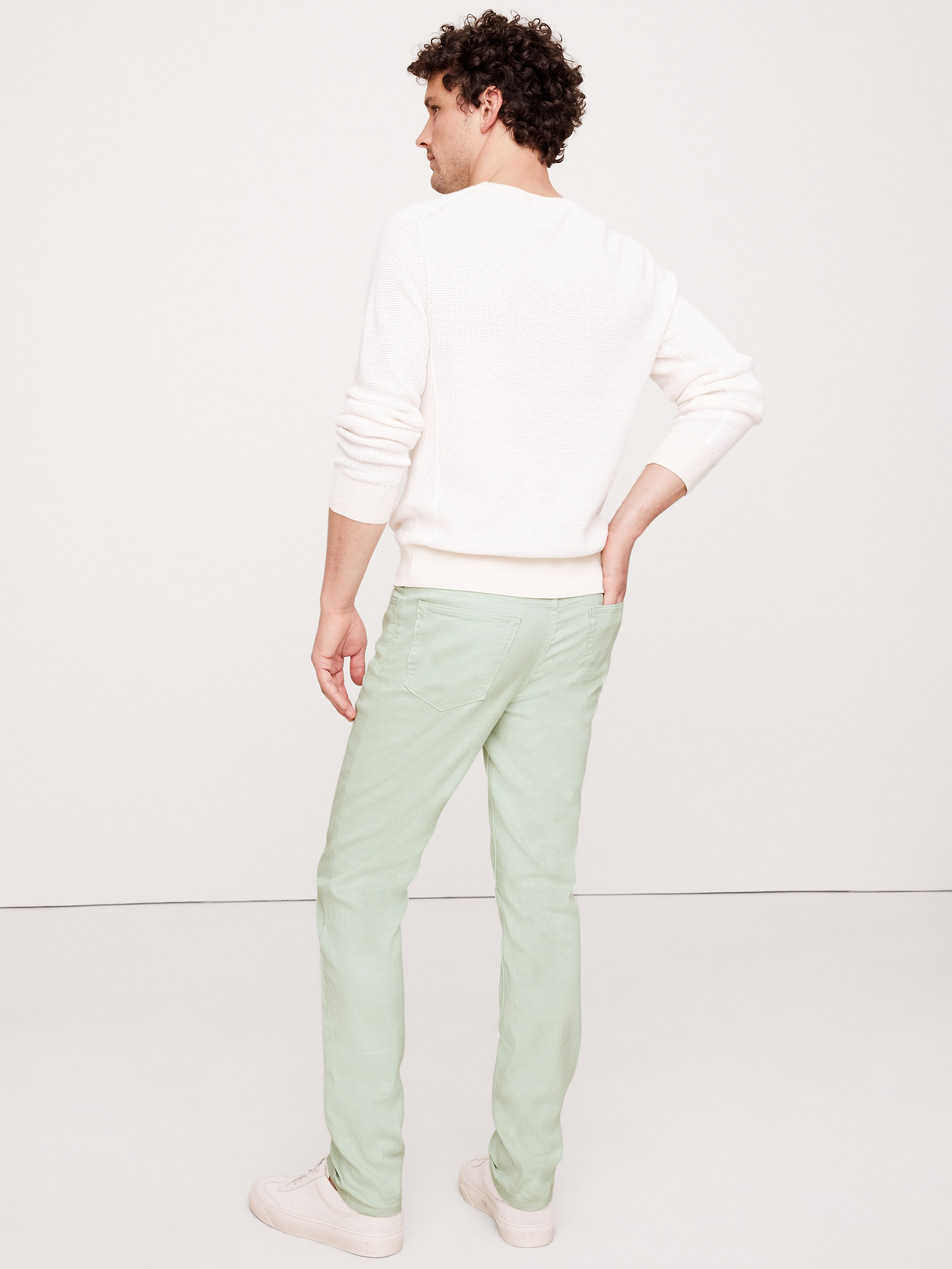 Slim Linen-Cotton Traveler Pant - Mint Green