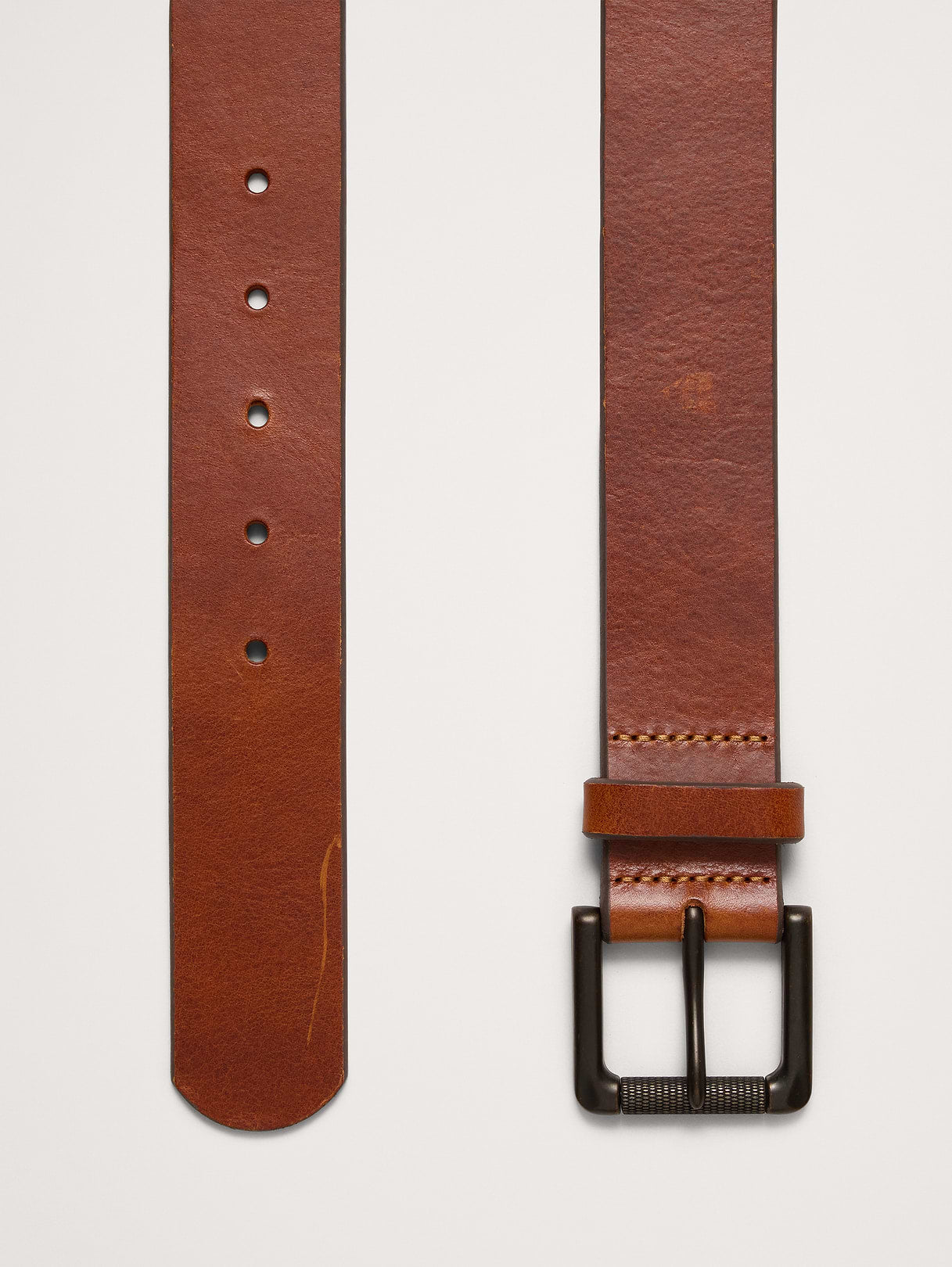 Tumbled Leather Belt - Cognac Brown