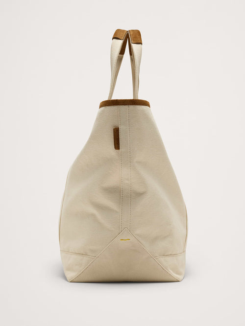 Canvas & Suede Weekend Tote - Natural Beige