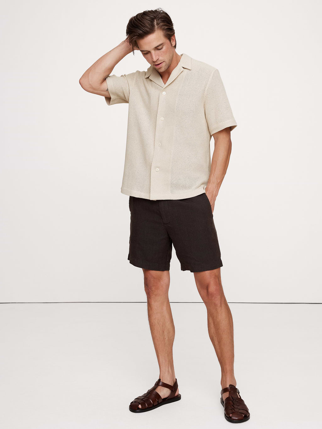 Mesh Resort Shirt - Tan