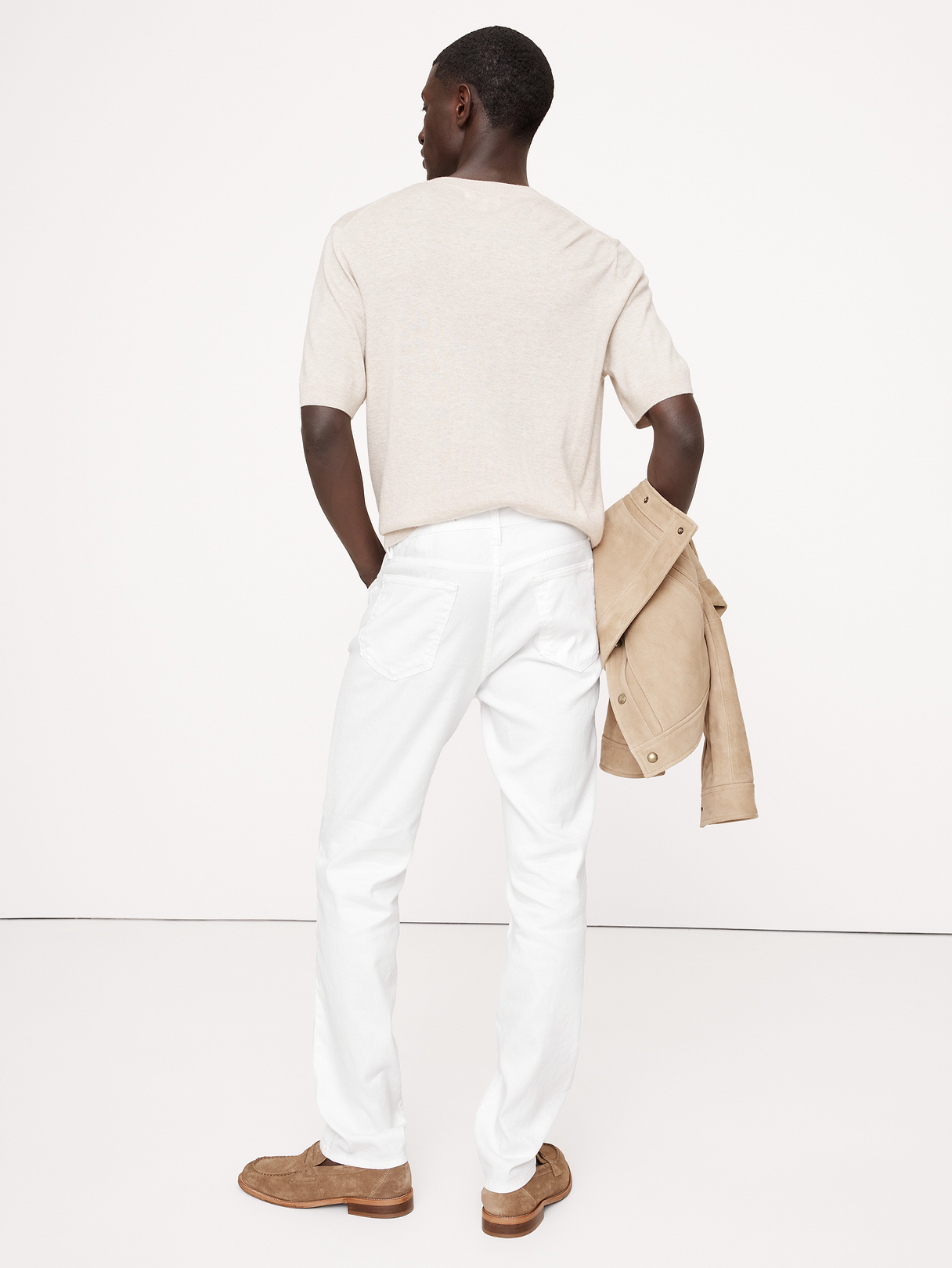 Slim Linen-Cotton Traveler Pant - White