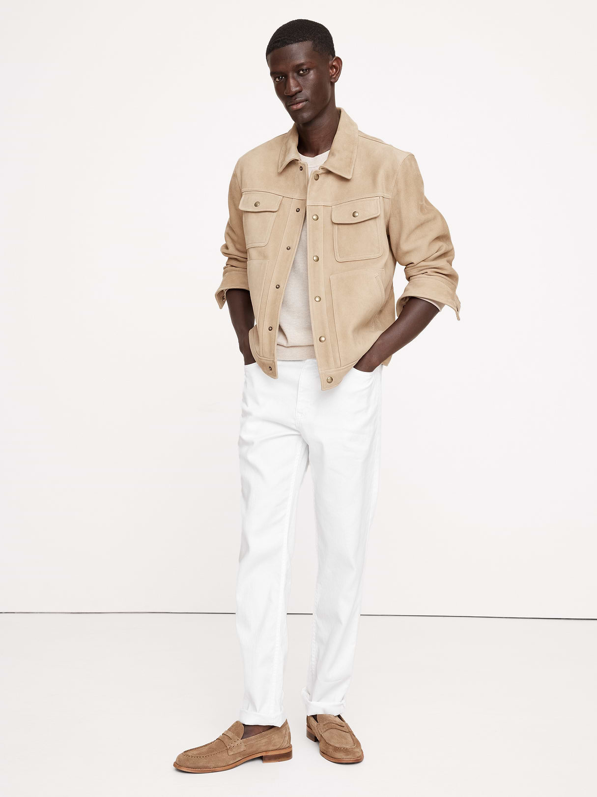 Slim Linen-Cotton Traveler Pant - White