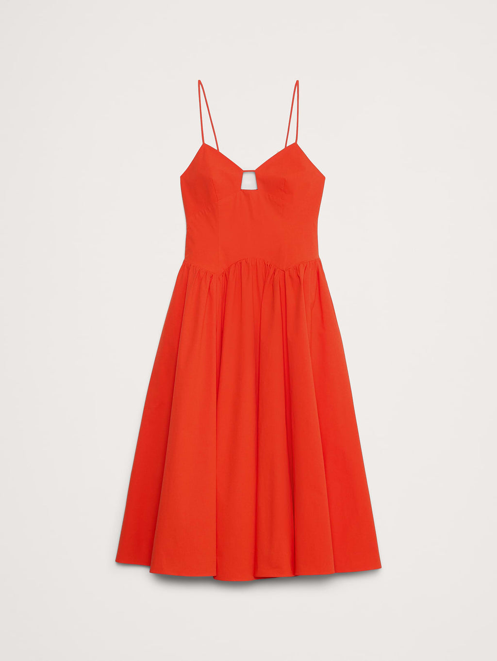 Stretch-Cotton Poplin Maxi Dress - Blood Orange