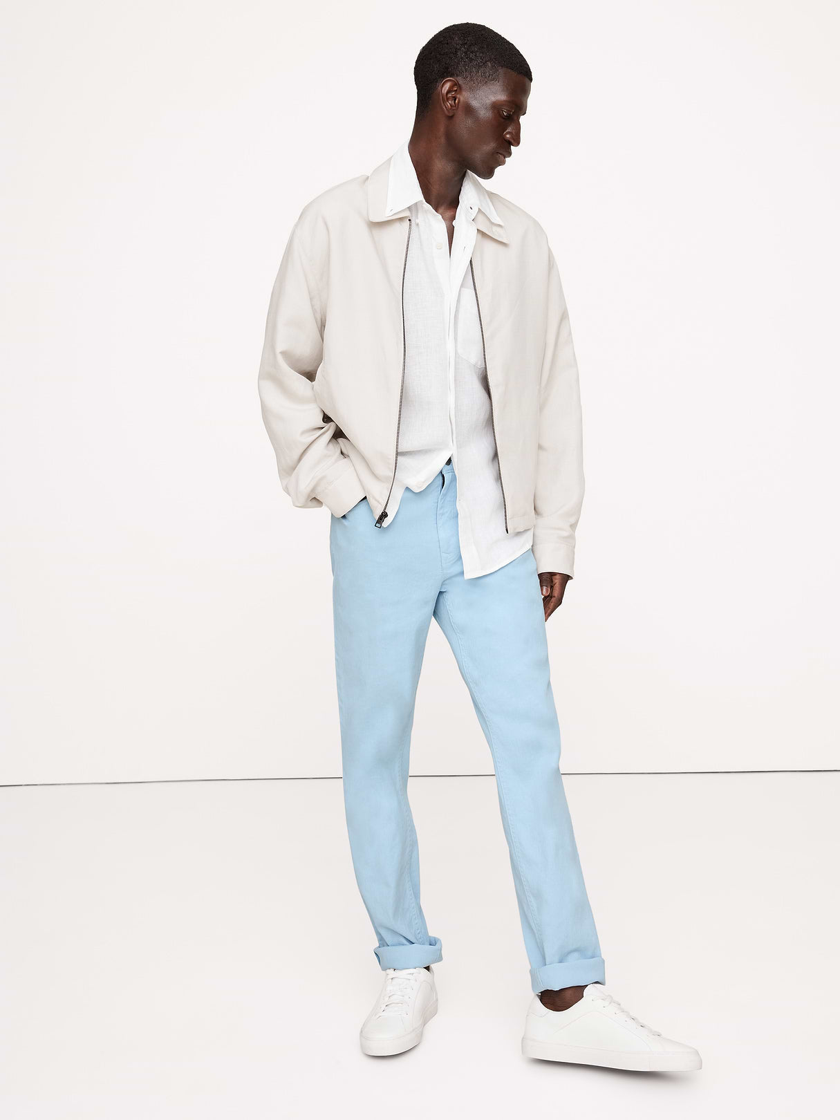Slim Linen-Cotton Traveler Pant - Cerulean Blue