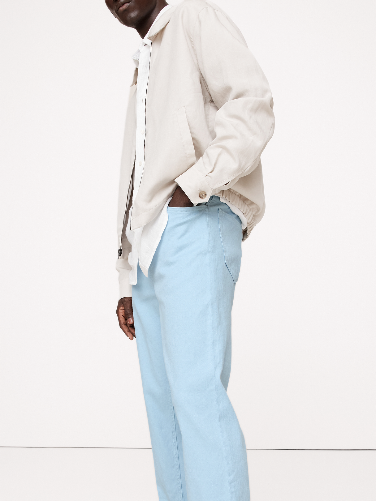 Slim Linen-Cotton Traveler Pant - Cerulean Blue