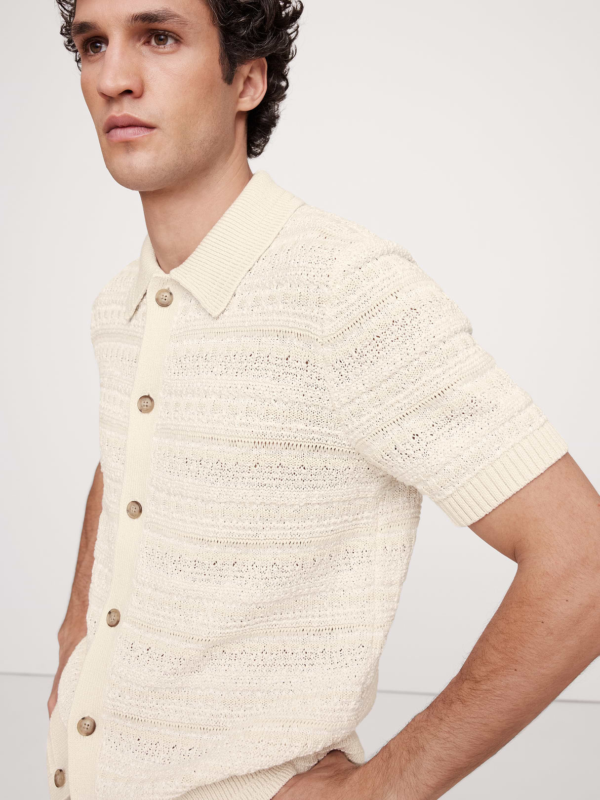 Artisanal Cotton Resort Shirt - Cream White