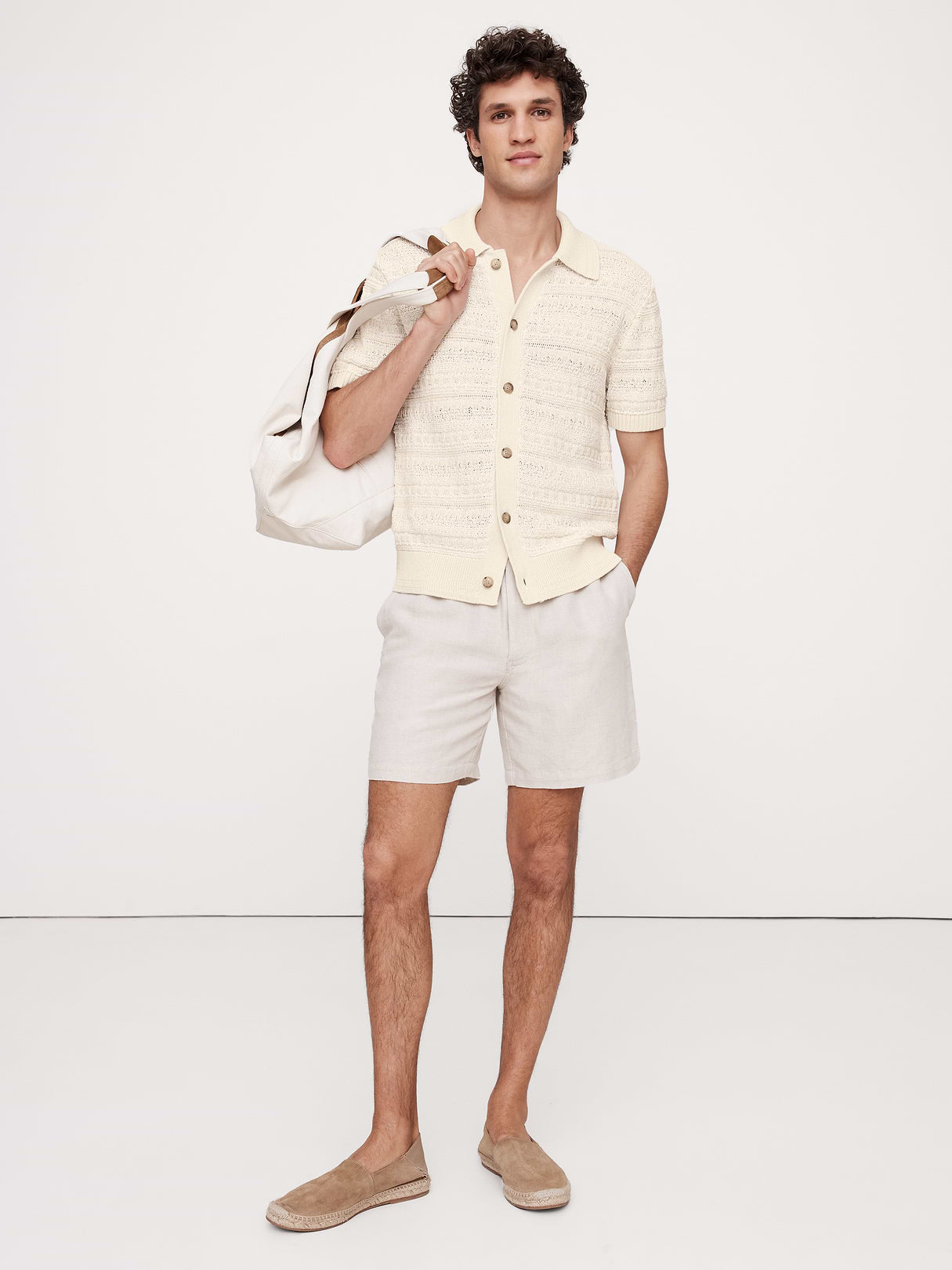 Artisanal Cotton Resort Shirt - Cream White