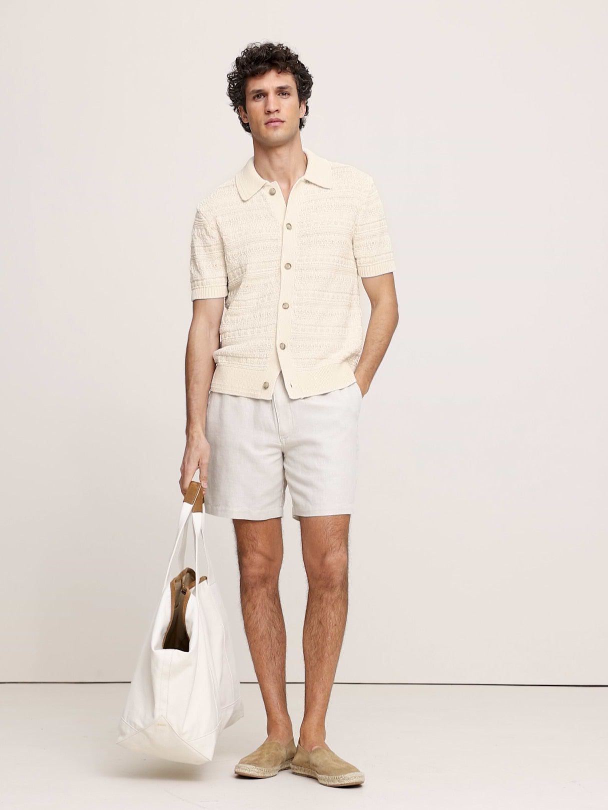 Artisanal Cotton Resort Shirt - Cream White