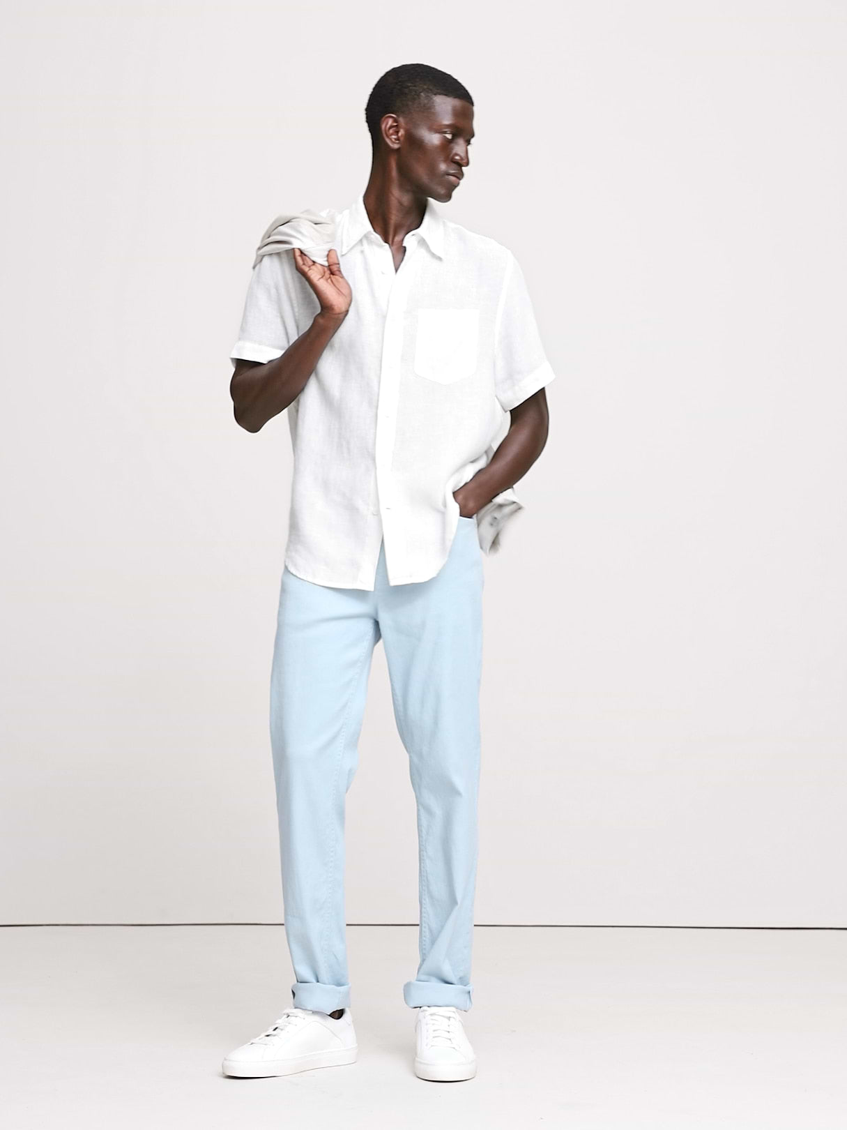 Slim Linen-Cotton Traveler Pant - Cerulean Blue