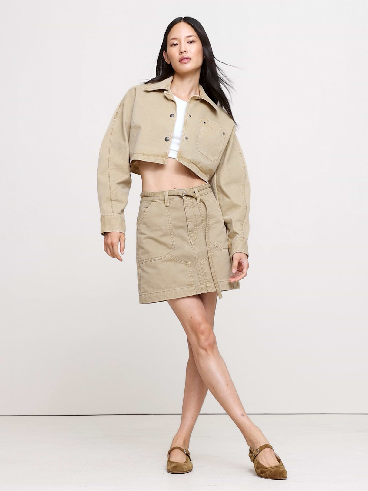 Canvas Mini Skirt - Sandstone Beige