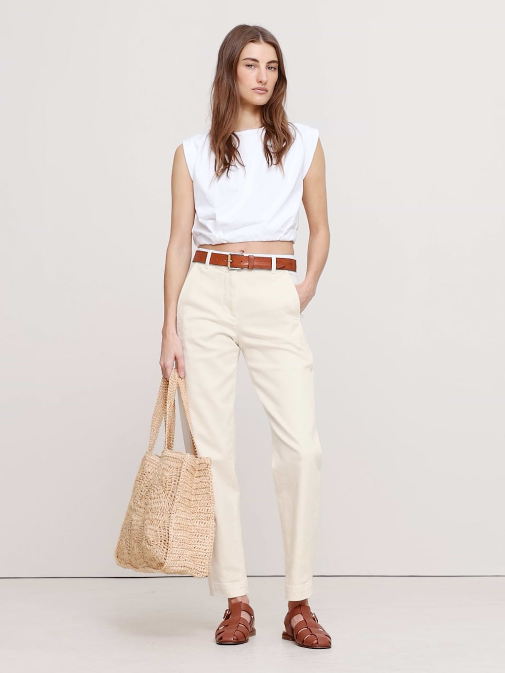 The Weekender Slim Barrel Pant - Ecru
