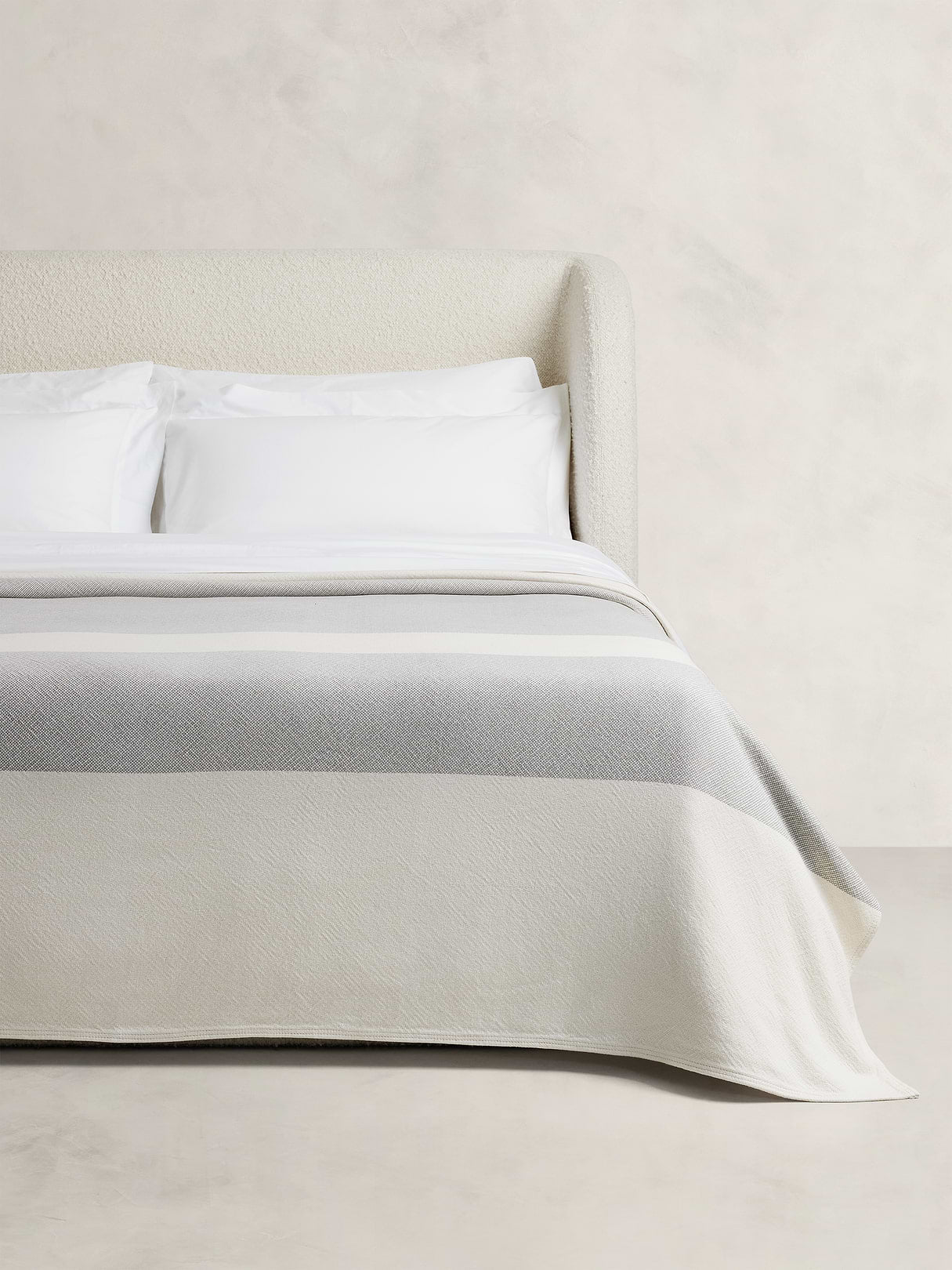 Wide-Stripe Cotton Blanket - Pewter