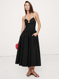 Stretch-Cotton Poplin Maxi Dress - Black