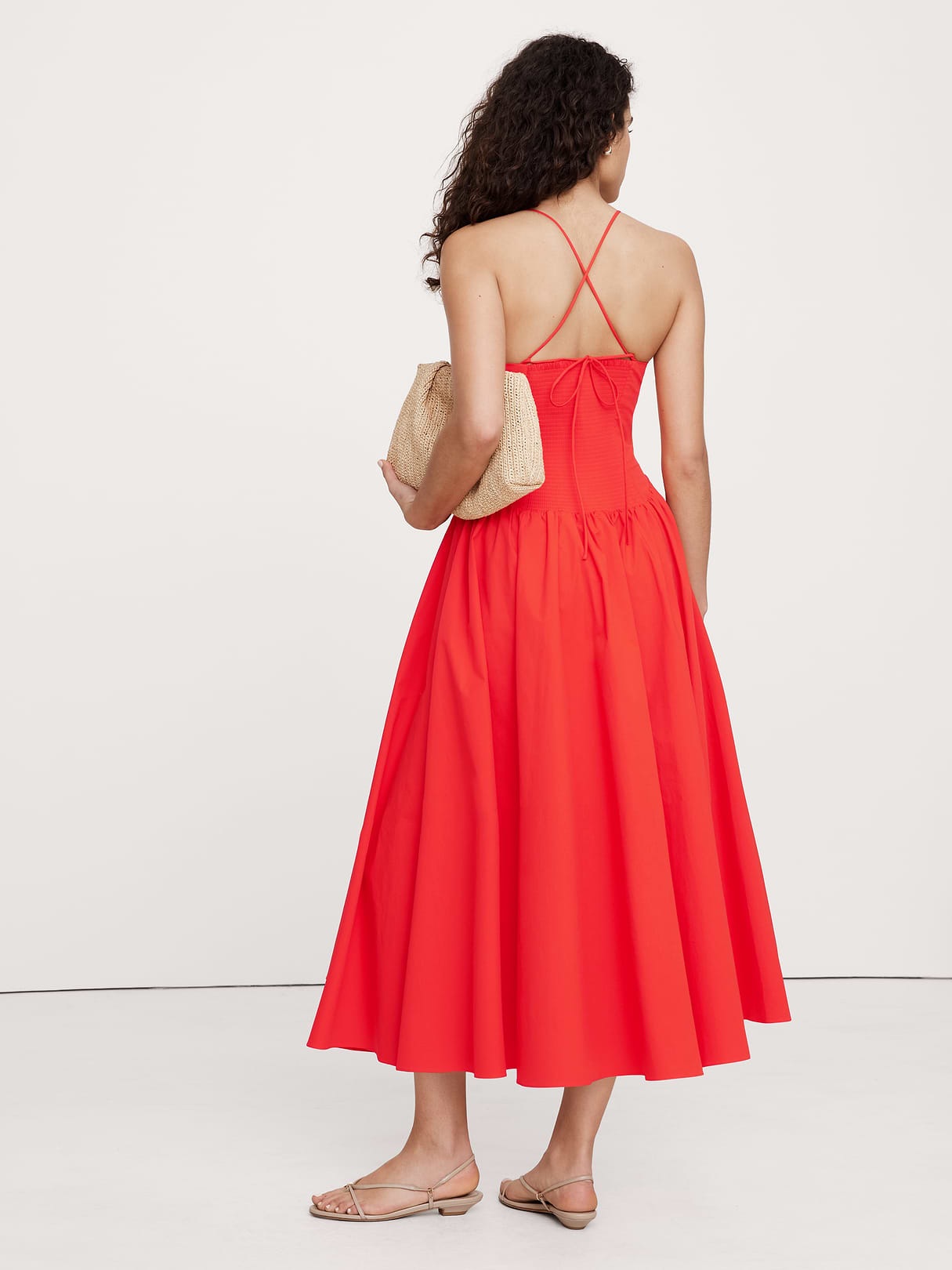 Stretch-Cotton Poplin Maxi Dress - Blood Orange