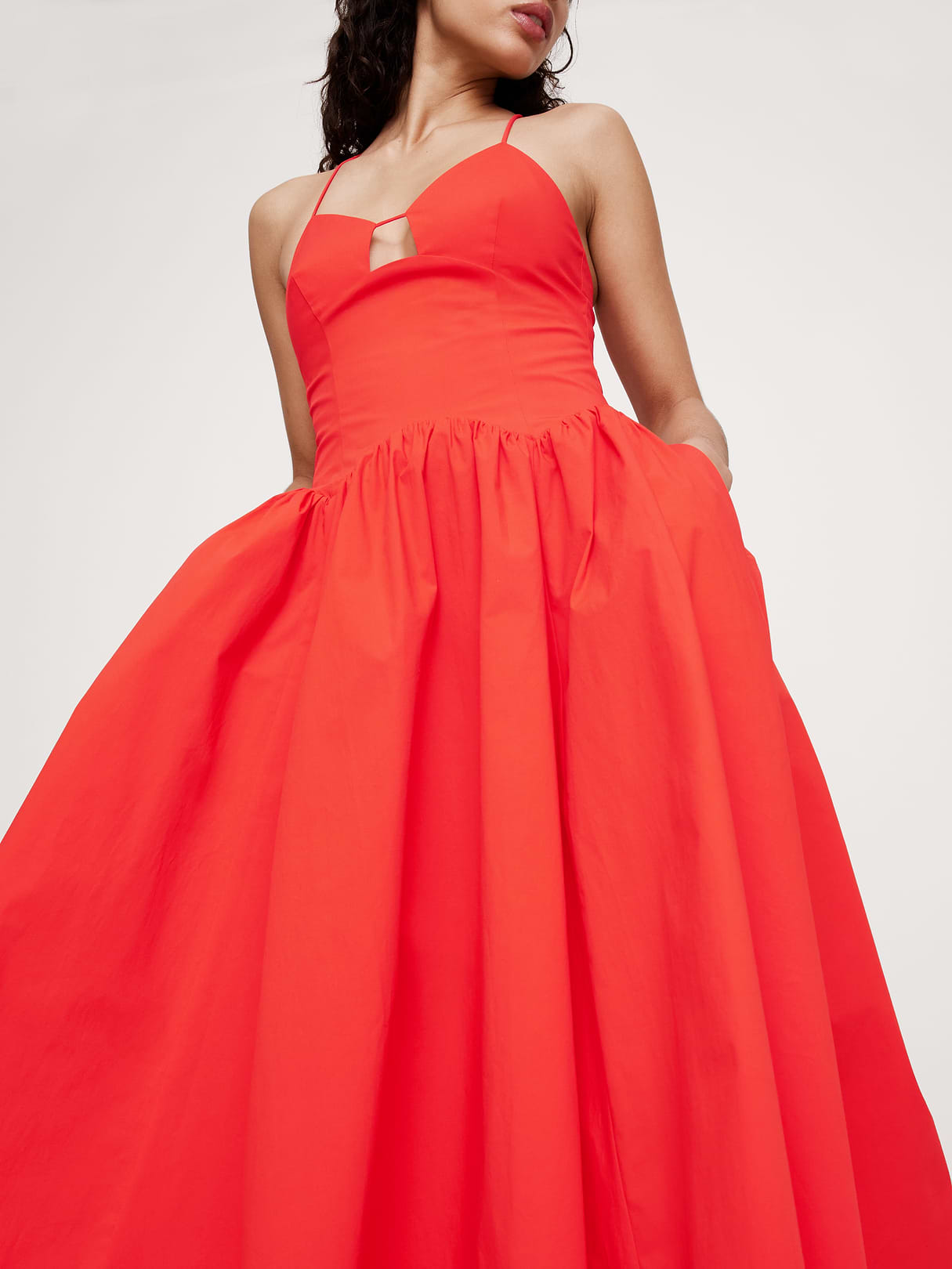 Stretch-Cotton Poplin Maxi Dress - Blood Orange