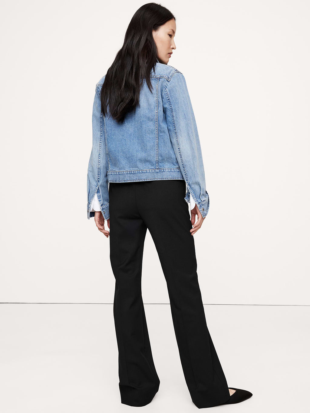 Ultra High-Rise Modern Straight Italian Lightweight Wool Pant - Black