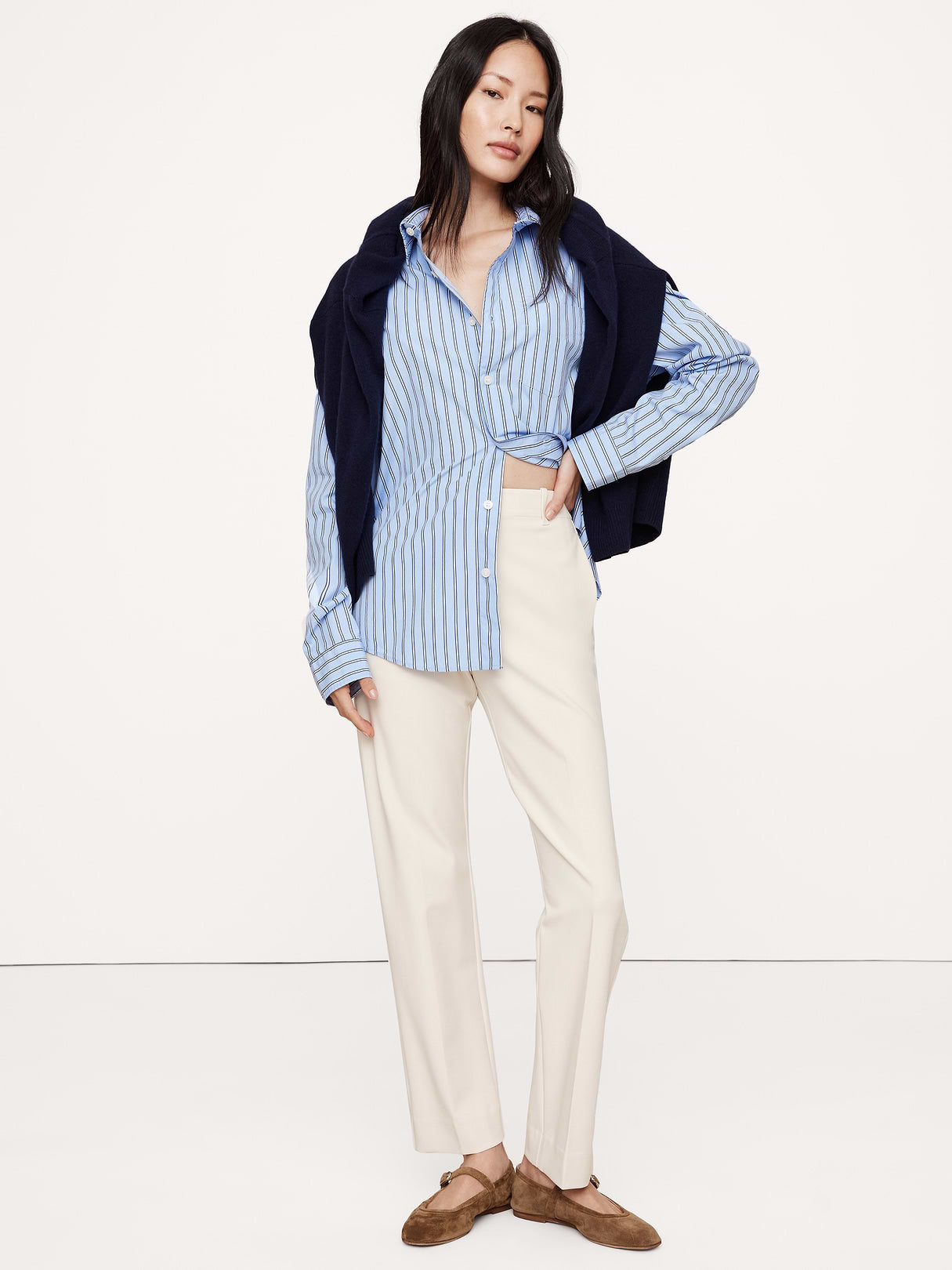 Ultra High-Rise Modern Slim City Stretch Ankle Pant - Cream White