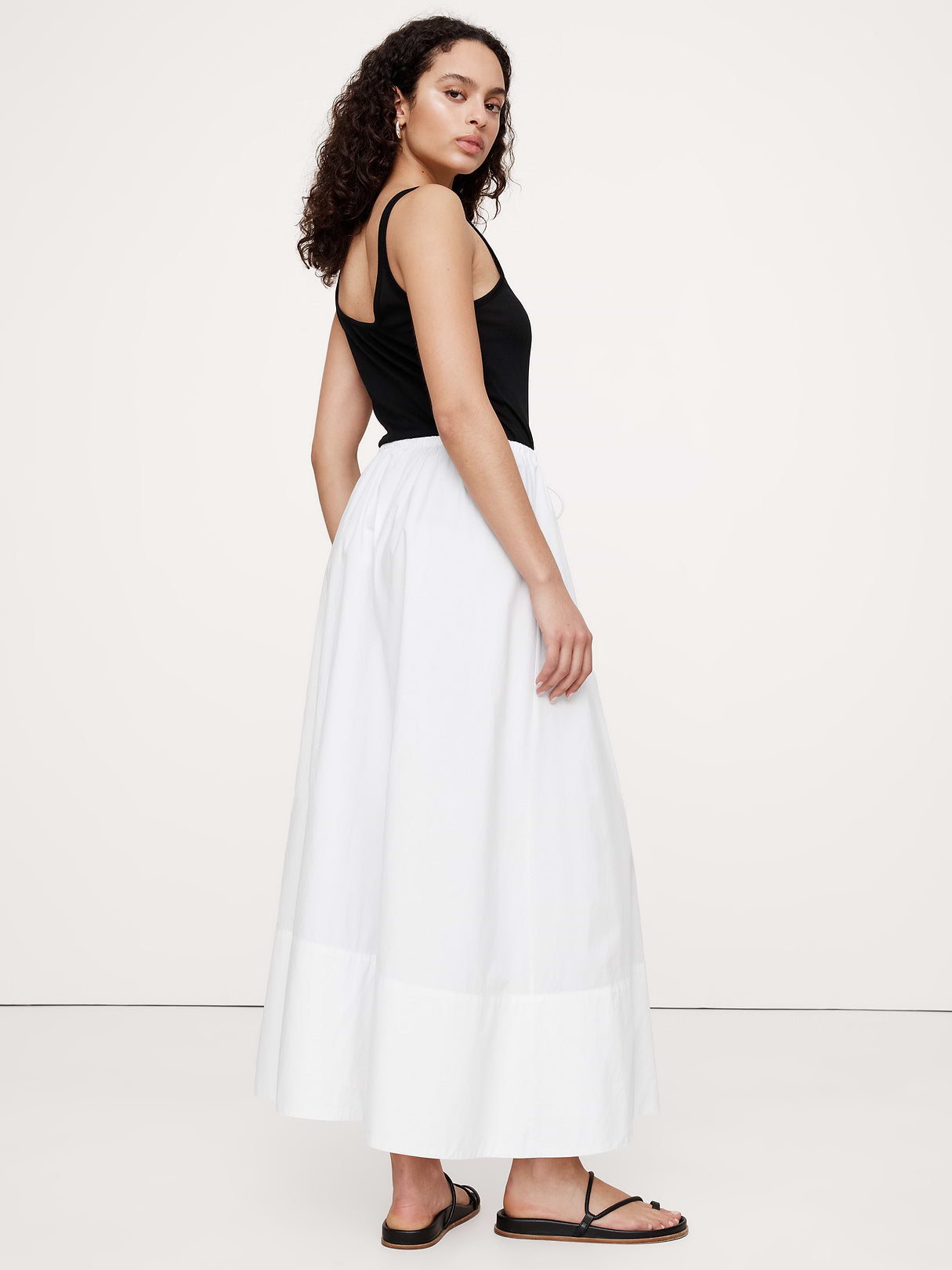 Cotton Poplin Maxi Skirt - White