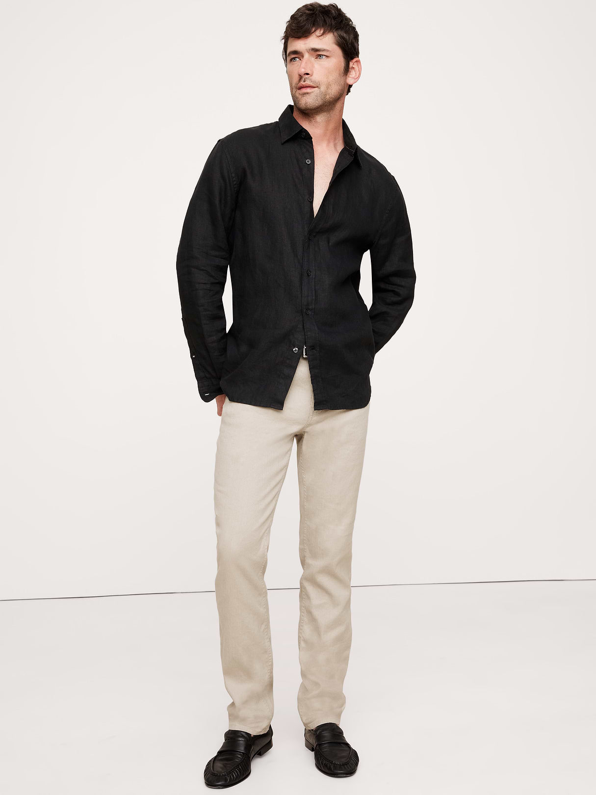 Slim Linen-Cotton Traveler Pant - Sandstone Beige