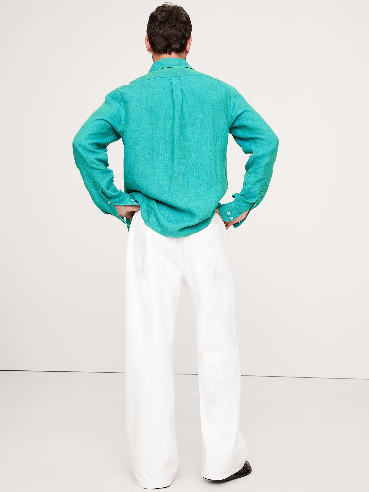 Slim-Fit Linen Shirt - Teal