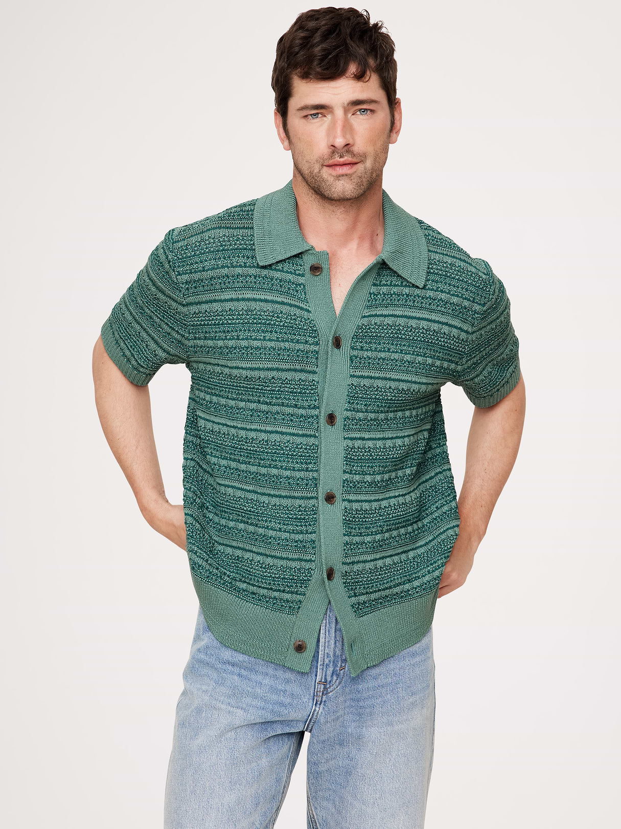 Artisanal Cotton Resort Shirt - Thermal Spring Green