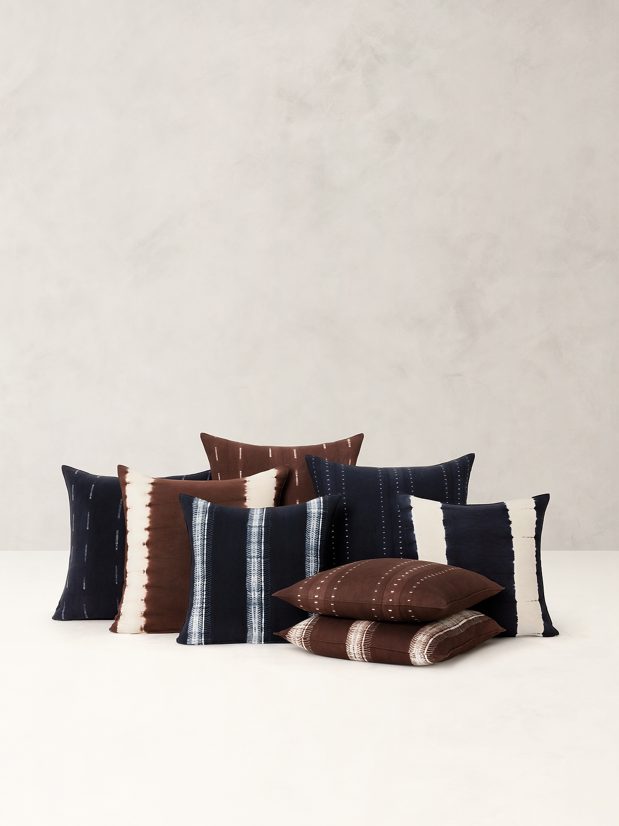 Shibori Cotton Pillow Cover - Cocoa Brown