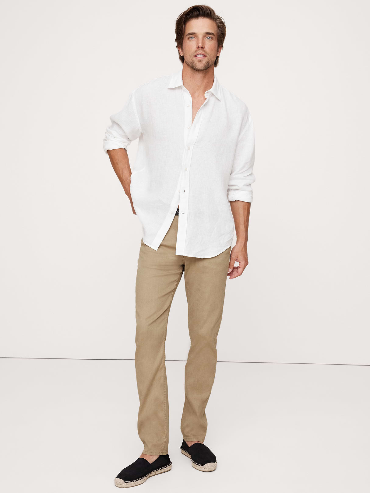 Slim Linen-Cotton Traveler Pant - Khaki Beige