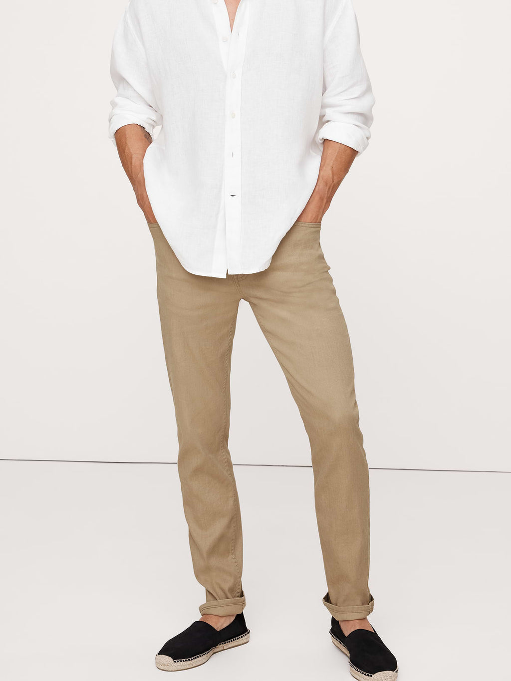 Slim Linen-Cotton Traveler Pant - Khaki Beige