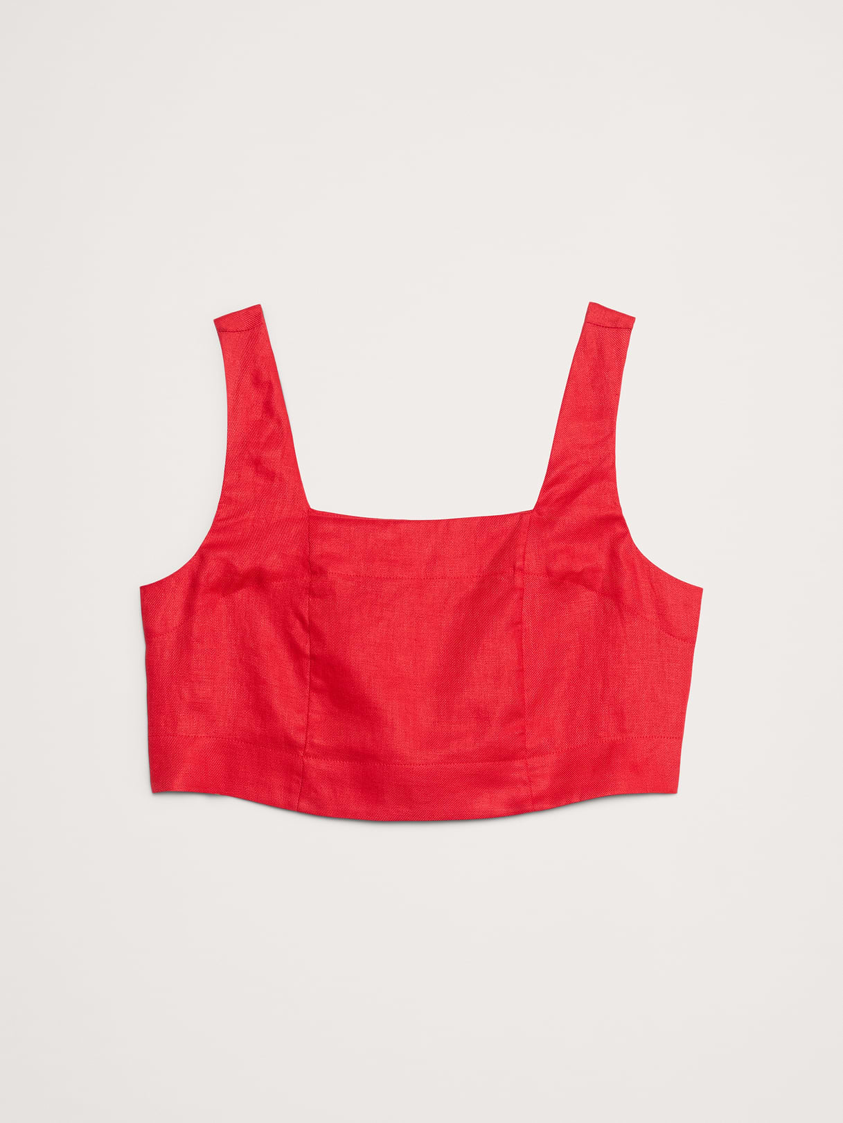 Linen Square-Neck Cropped Tank - Red Cherry Glaze