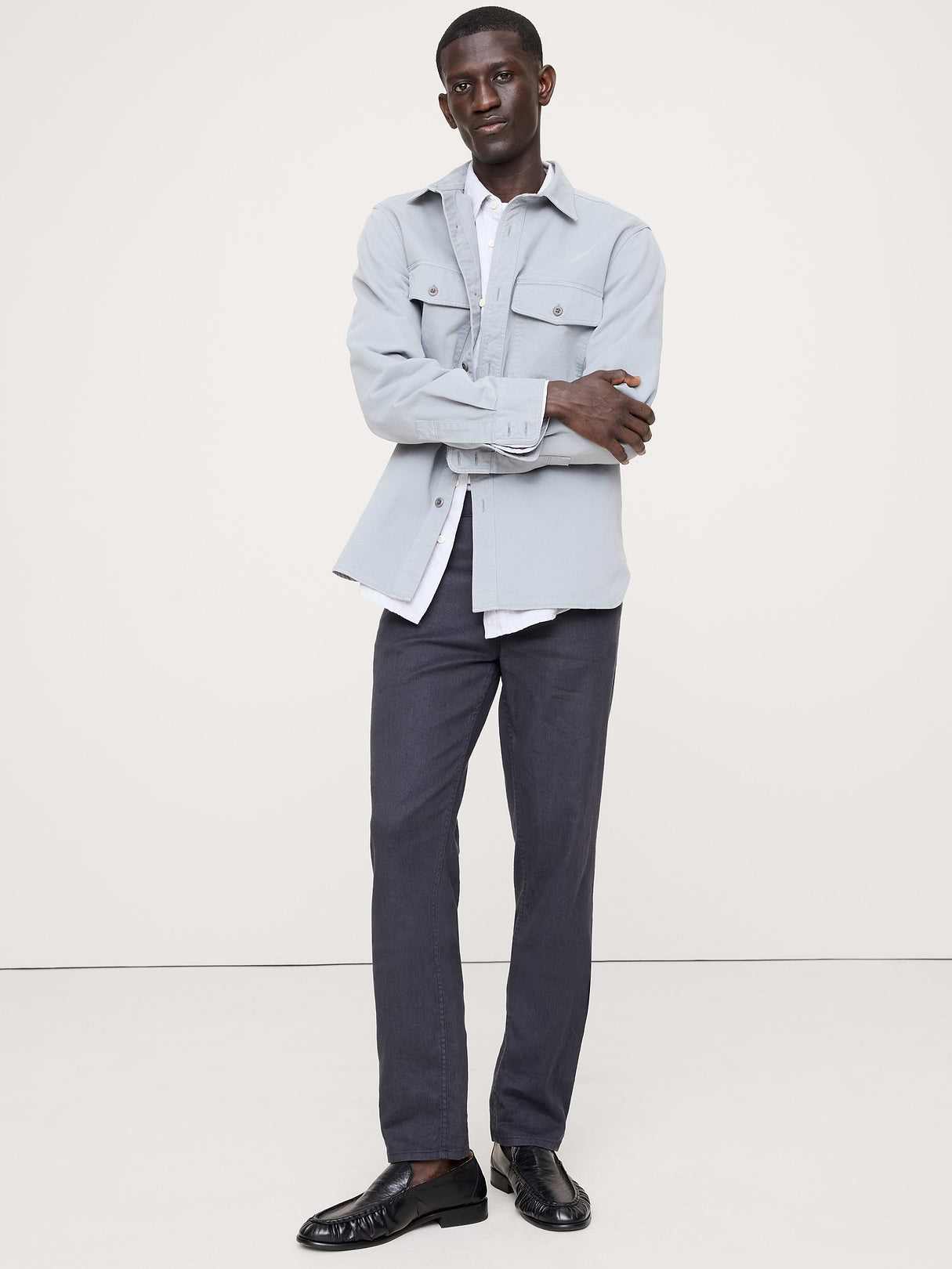 Slim Linen-Cotton Traveler Pant - Dark Navy Blue