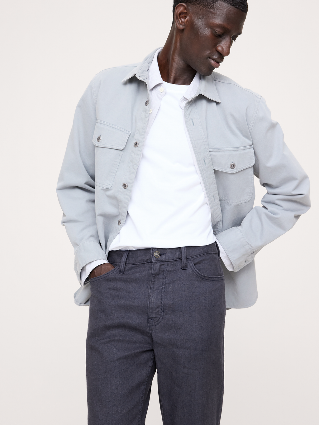 Slim Linen-Cotton Traveler Pant - Dark Navy Blue