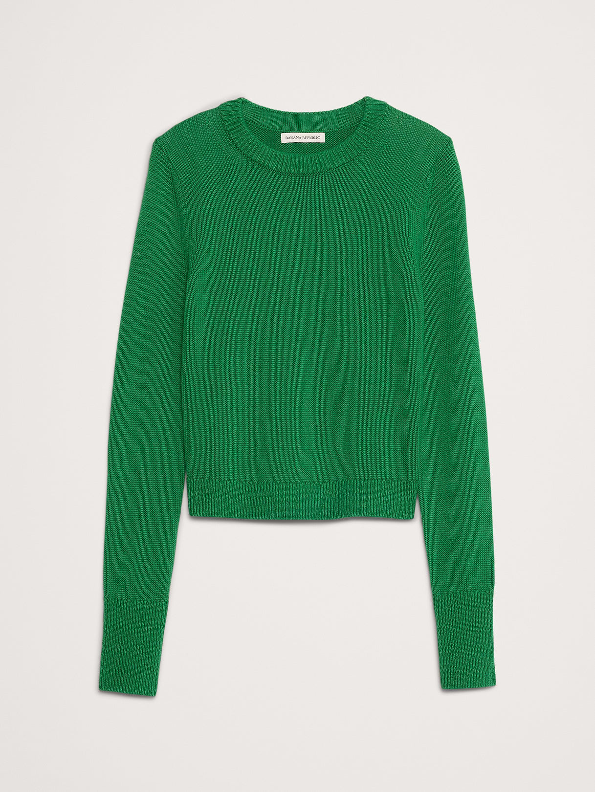 Larkspur Cotton-Silk Shrunken Sweater - Green Amazon