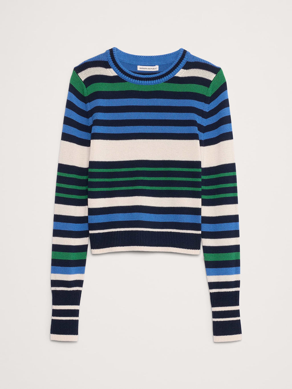 Larkspur Cotton-Silk Shrunken Sweater - Green & Blue
