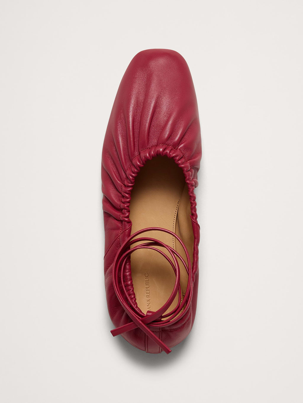 Ruched Leather Ballet Flat - Deep Red Leather