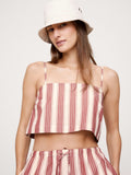Cotton Poplin Cropped Cami - Red Clay & Cream Stripe