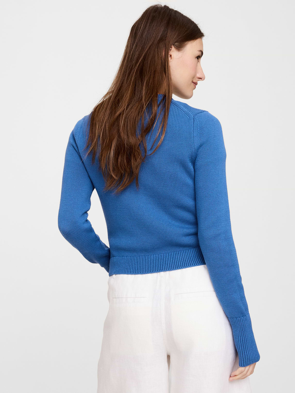 Larkspur Cotton-Silk Shrunken Sweater - Night Sail Blue