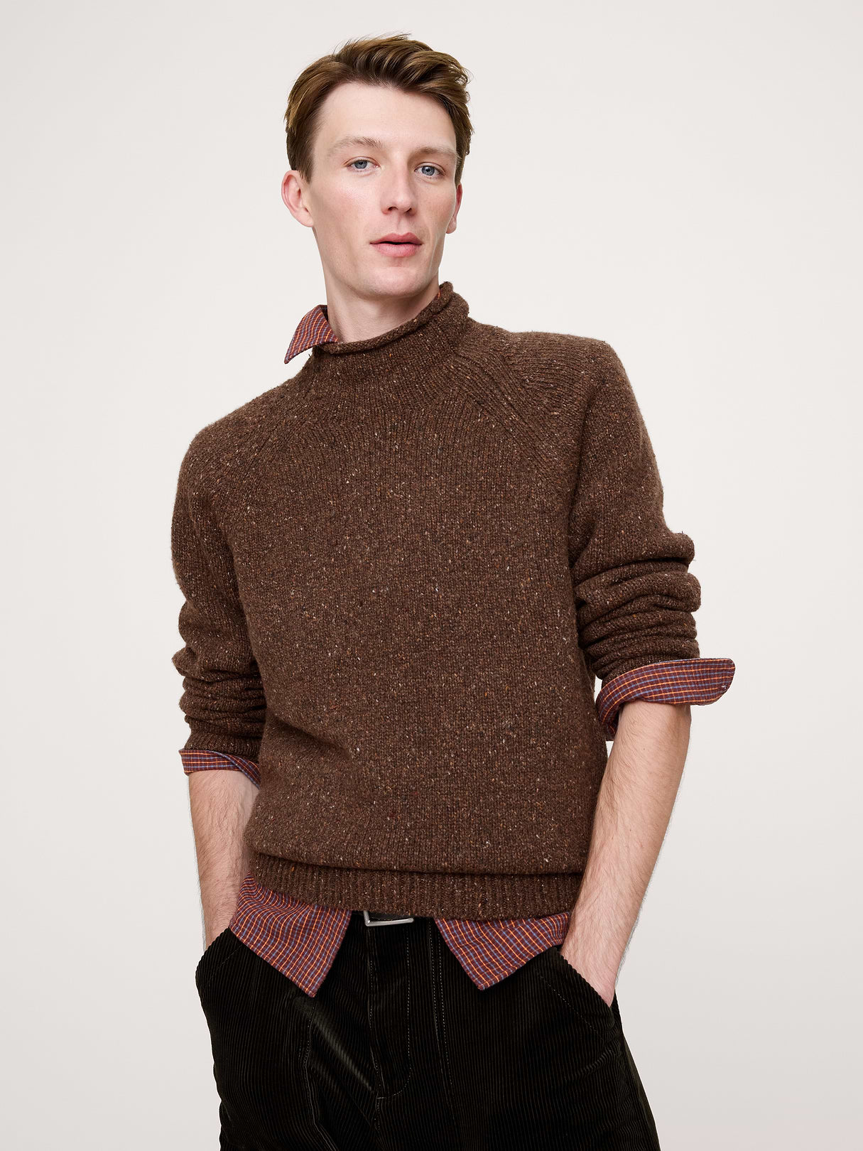 Donegal Roll-Neck Sweater - Chocolate Brown