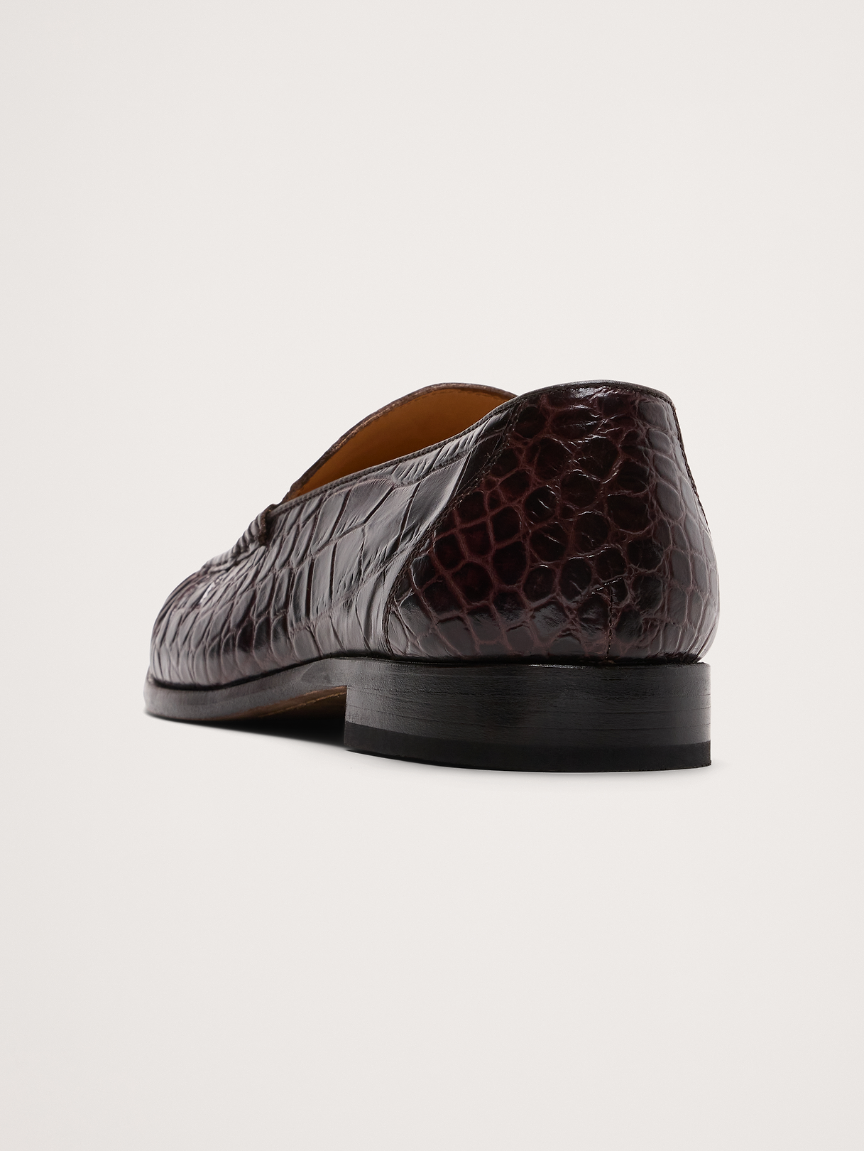 Leather Moc-Toe Loafer - Dark Brown Croc Embossed